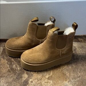 UGG Tan Suede Platform Boots